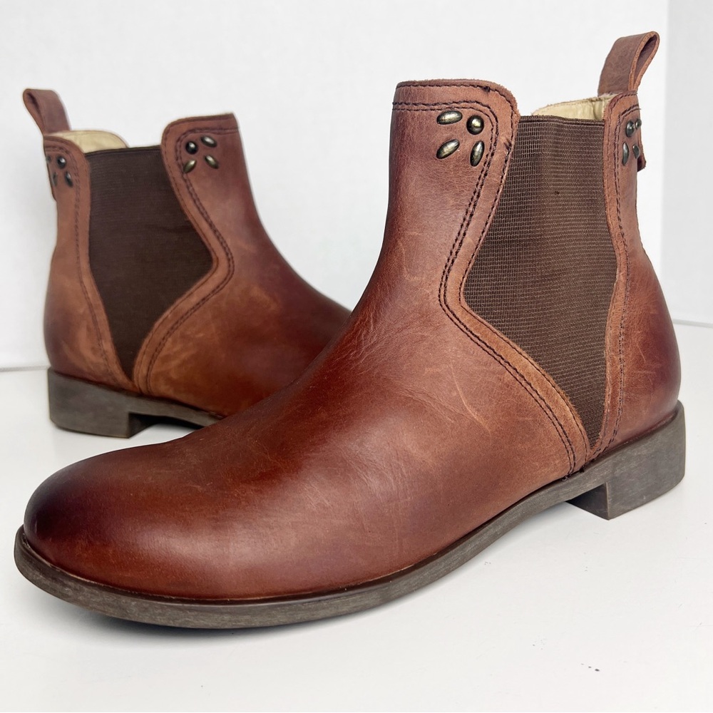 •OLUKAI•‎ Kualona Round Toe Pull On Ankle Boot in Friar Brown Leather Size 6.5 - Picture 2 of 12